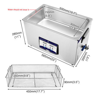 Acciaio inossidabile 480W del pulitore ultrasonico del laboratorio di ISO13485 22L con il radiatore del temporizzatore