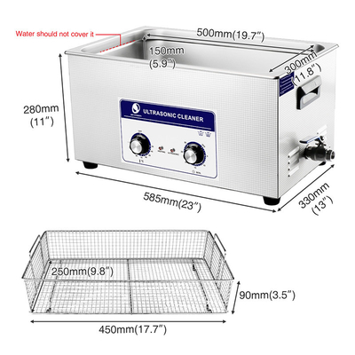 Canestro più pulito ultrasonico da tavolo del temporizzatore/Heater Adjustable With ss di SUS304 360W 22L